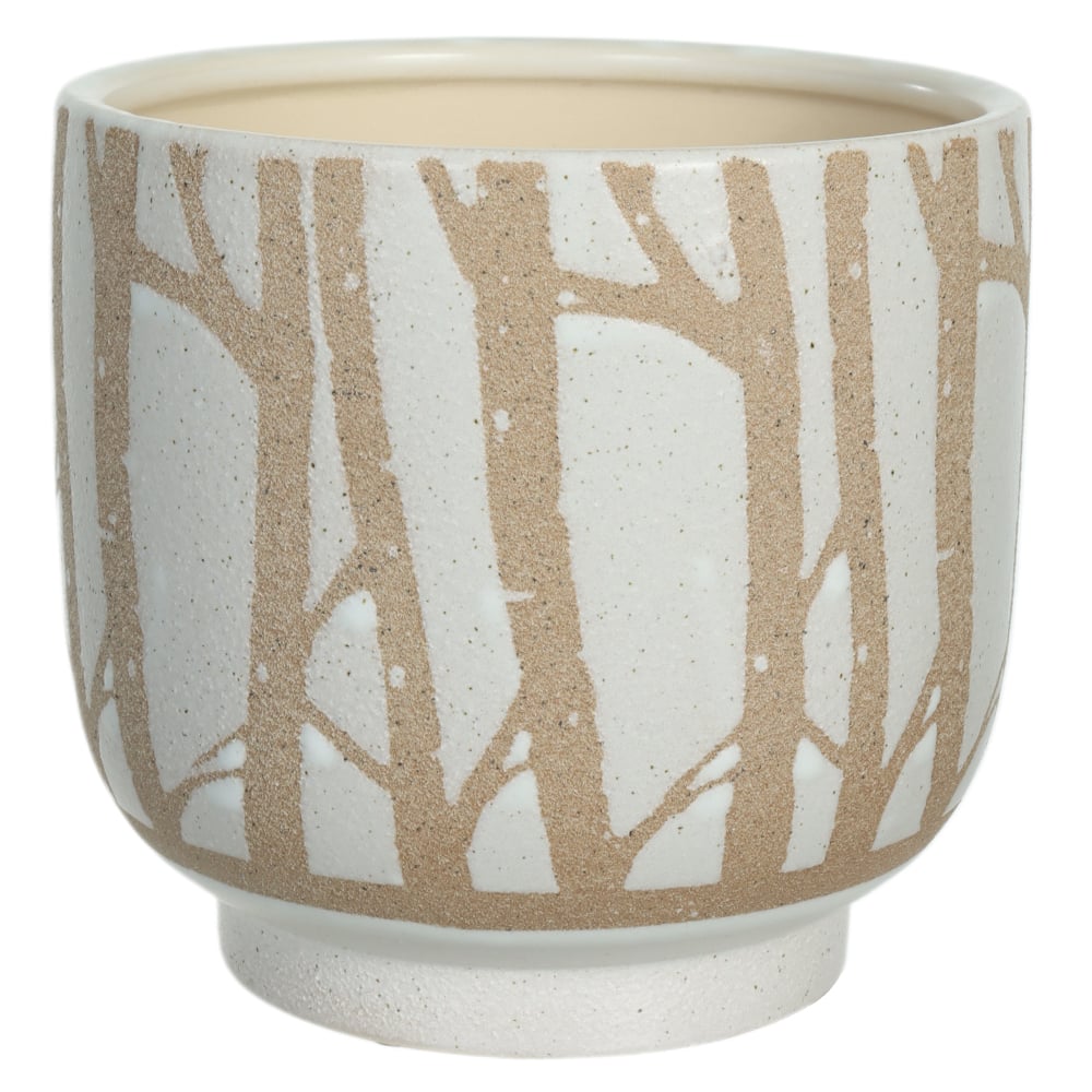CACHEPOT DECORATIVO CERAMICA GALHOS (BRANCO BEGE) 16,5cm 17,5d