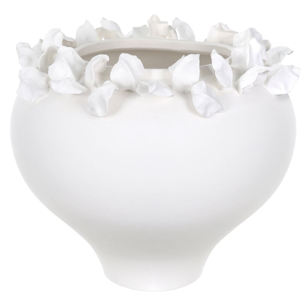 VASO DECORATIVO CERAMICA FOLHAS (BRANCO) 33,5cm 34,5d