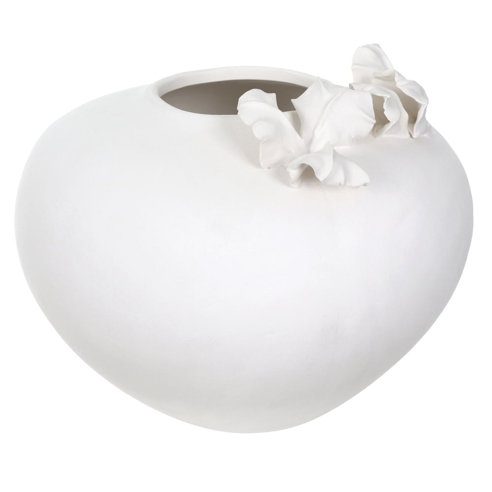 VASO DECORATIVO CERAMICA FOLHAS (BRANCO) 19X23X22cm