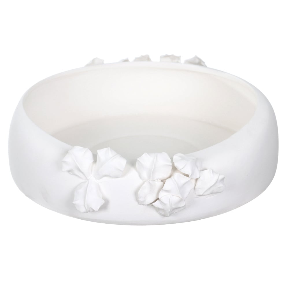 CENTRO DE MESA CERAMICA FOLHAS (BRANCO) 10cm 35d