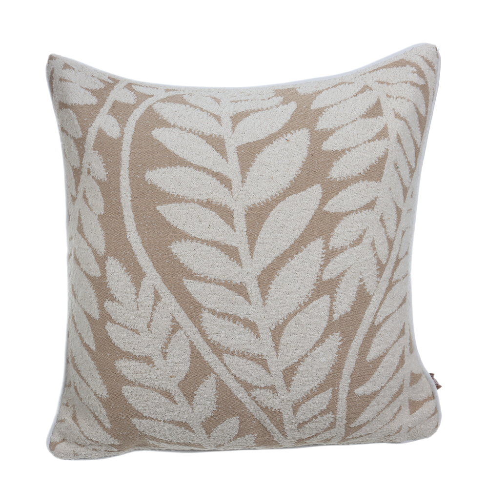 ALMOFADA ALGODAO FOLHAS (BEGE) 50X50cm