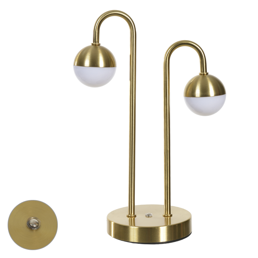 LUMINARIA MESA BALLS METAL LED USB (DOURADO) 31X19X12cm