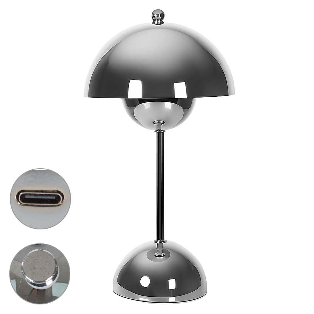 LUMINARIA MESA LED METAL USB (PRATA) 30X15cm