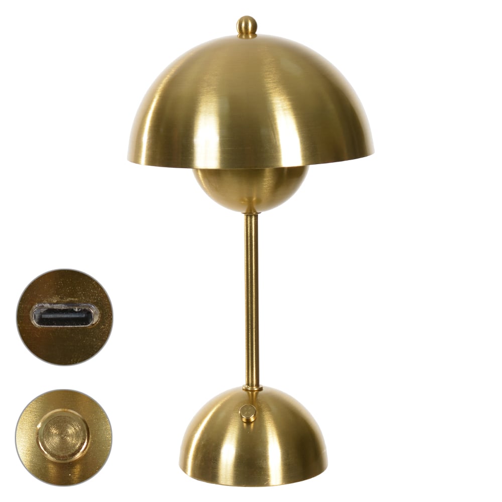 LUMINARIA MESA LED METAL USB (DOURADO) 30X15cm