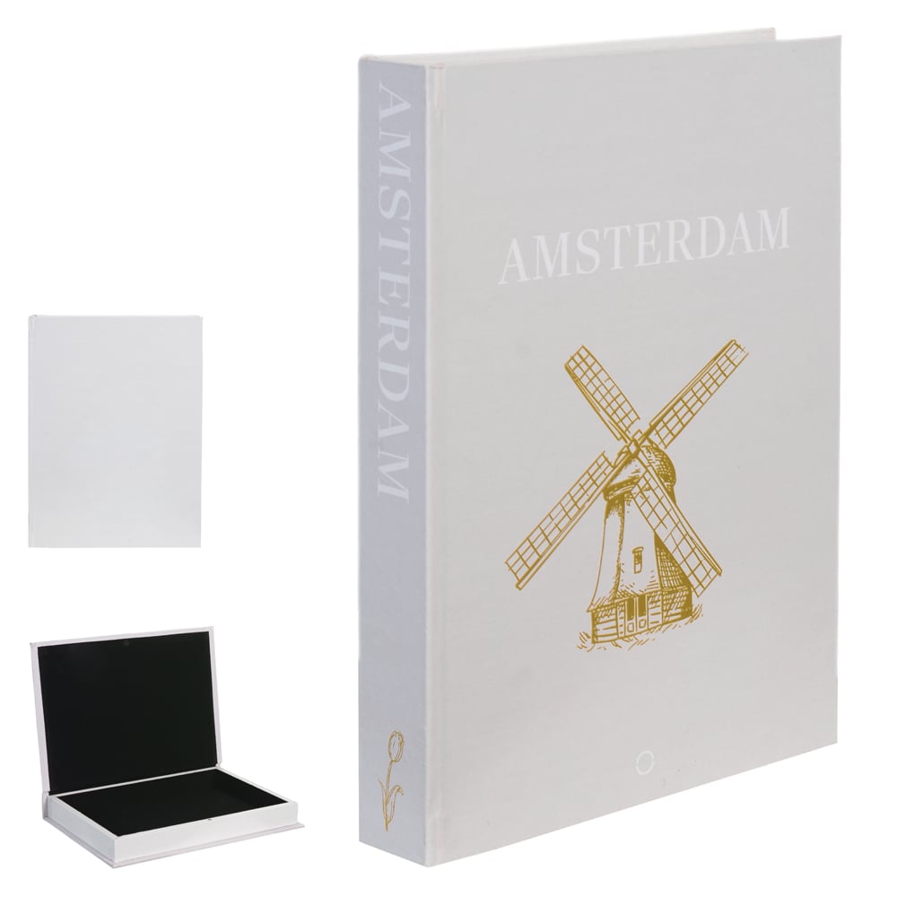 CAIXA LIVRO MDF AMSTERDAM (CINZA) 31,5X23X4cm