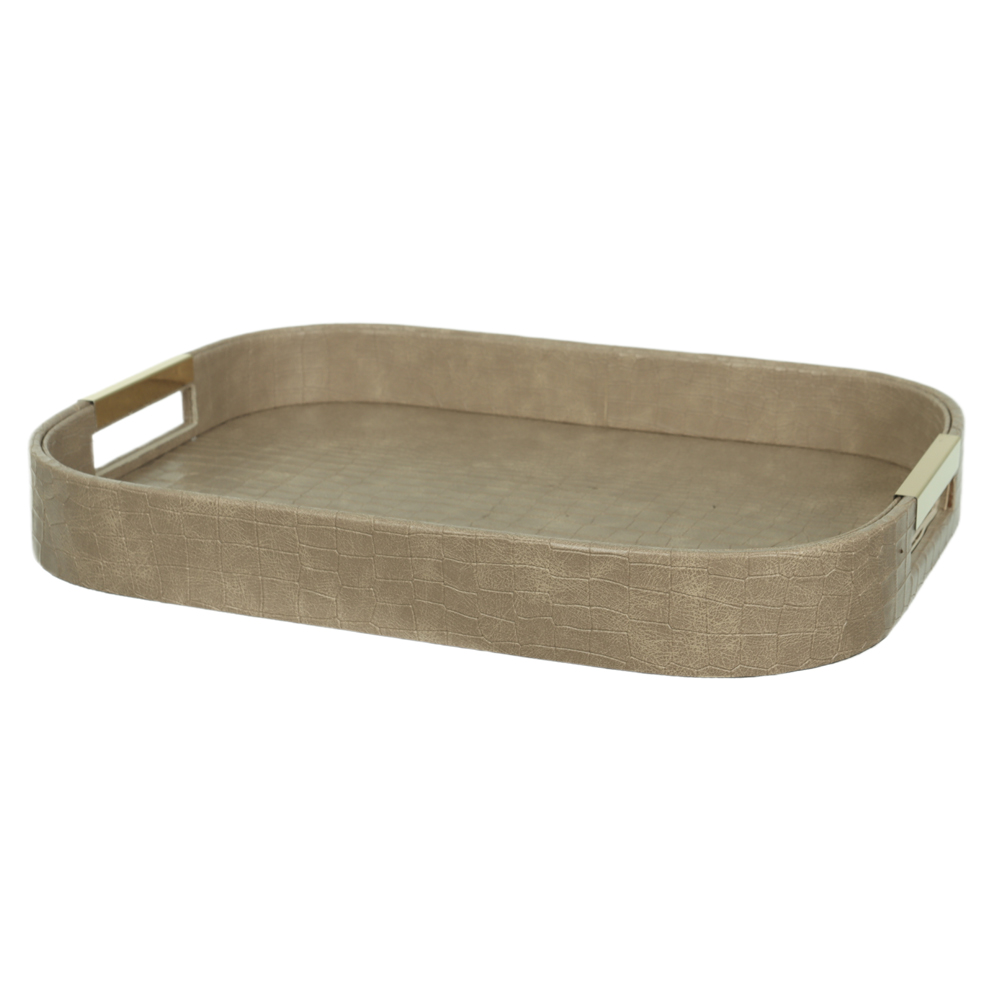 BANDEJA DECORATIVA MDF REVESTIMENTO PU (FENDI DOURADO) 5X50X30cm