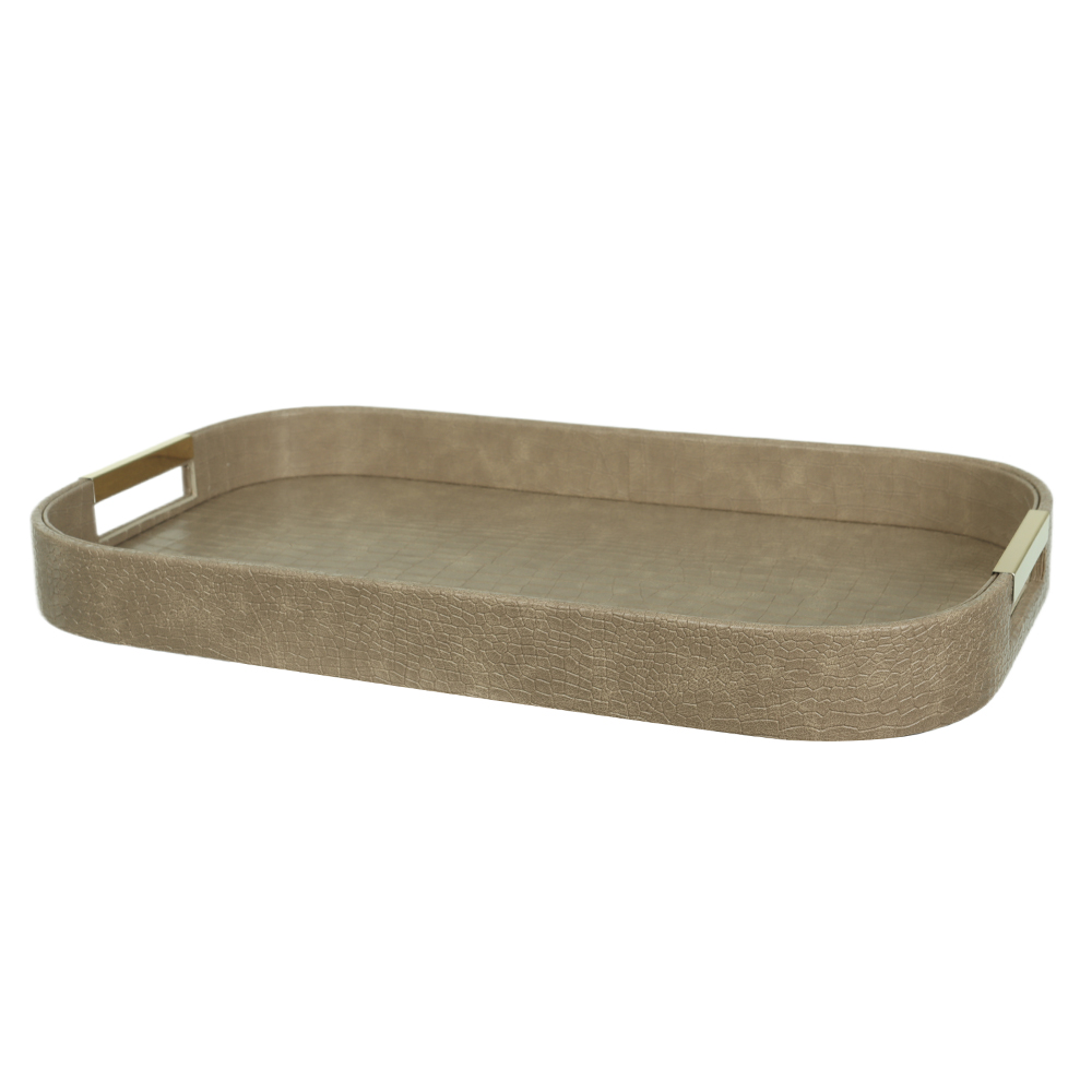 BANDEJA DECORATIVA MDF REVESTIMENTO PU (FENDI DOURADO) 5X40X30cm