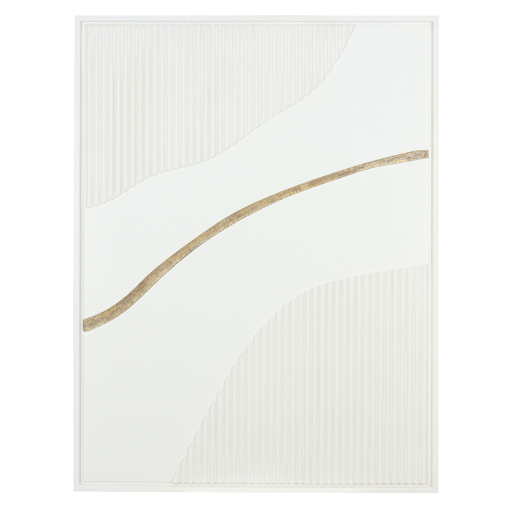 QUADRO DECORATIVO MDF (BRANCO DOURADO) 80X60X4,5cm