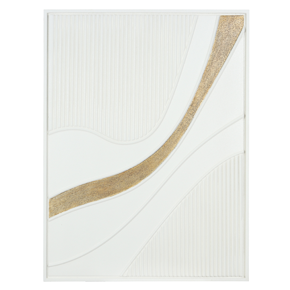 QUADRO DECORATIVO MDF RECORTES (BRANCO DOURADO) 80X60X4,5cm