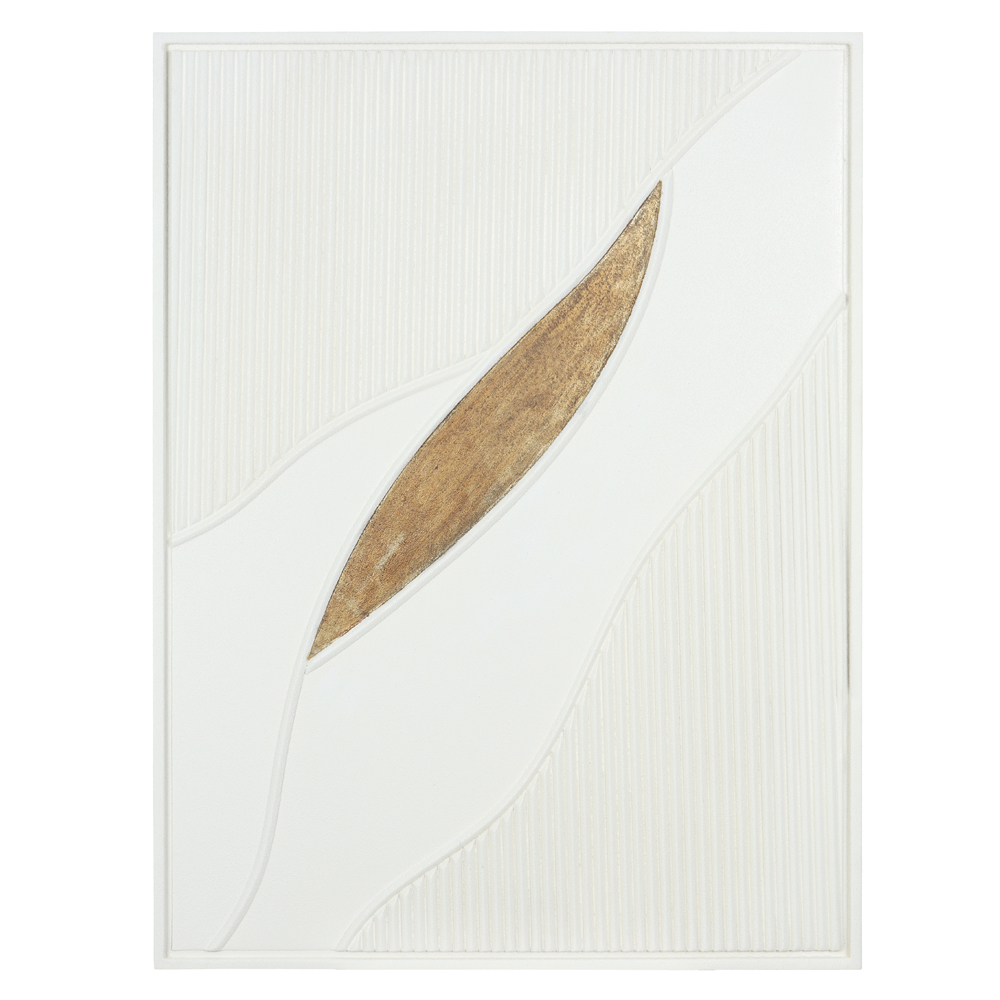 QUADRO DECORATIVO MDF RECORTES (BRANCO DOURADO) 80X60X4,5cm