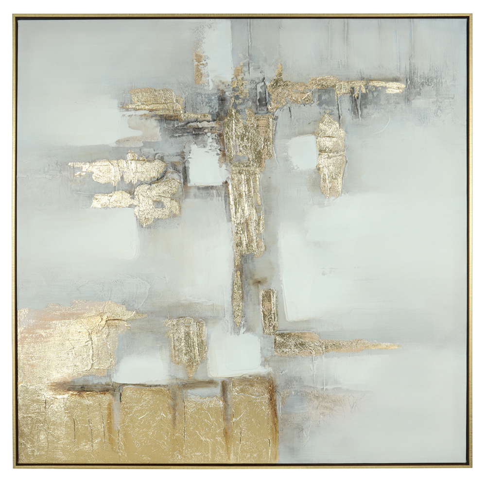 QUADRO DECOR CANVAS COM PINTURA A MAO (BEGE DOURADO) 1X1mX4,5cm