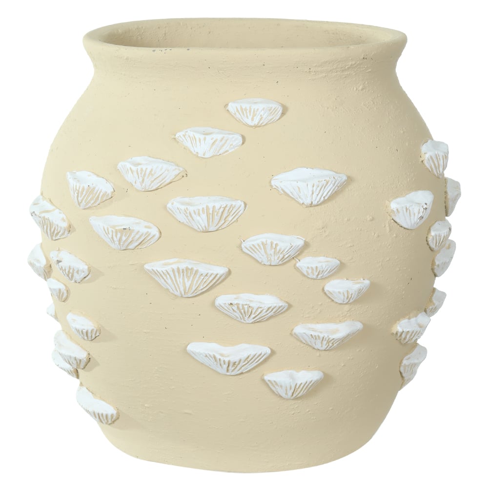 VASO DECORATIVO CIMENTO (BEGE BRANCO) 30cm 32,5d
