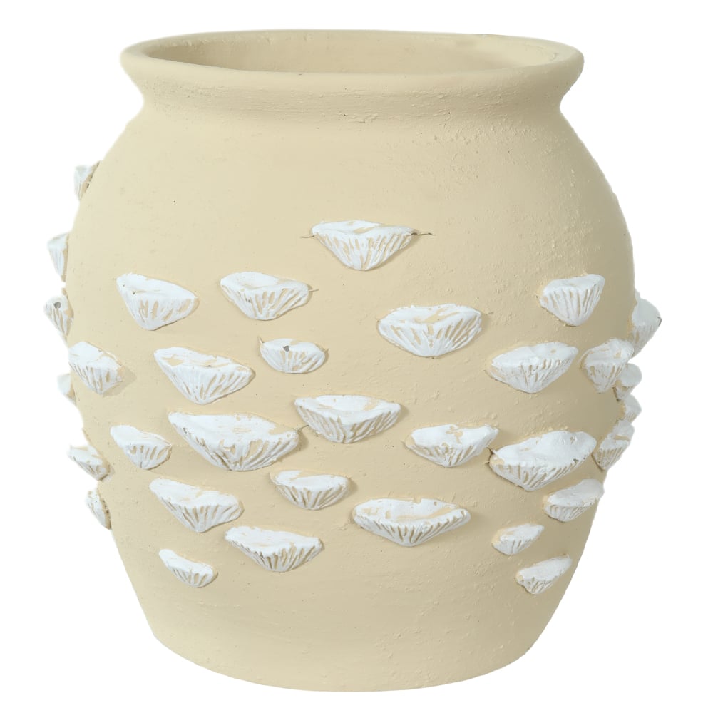 VASO DECORATIVO CIMENTO (BEGE BRANCO) 25,5cm 27d