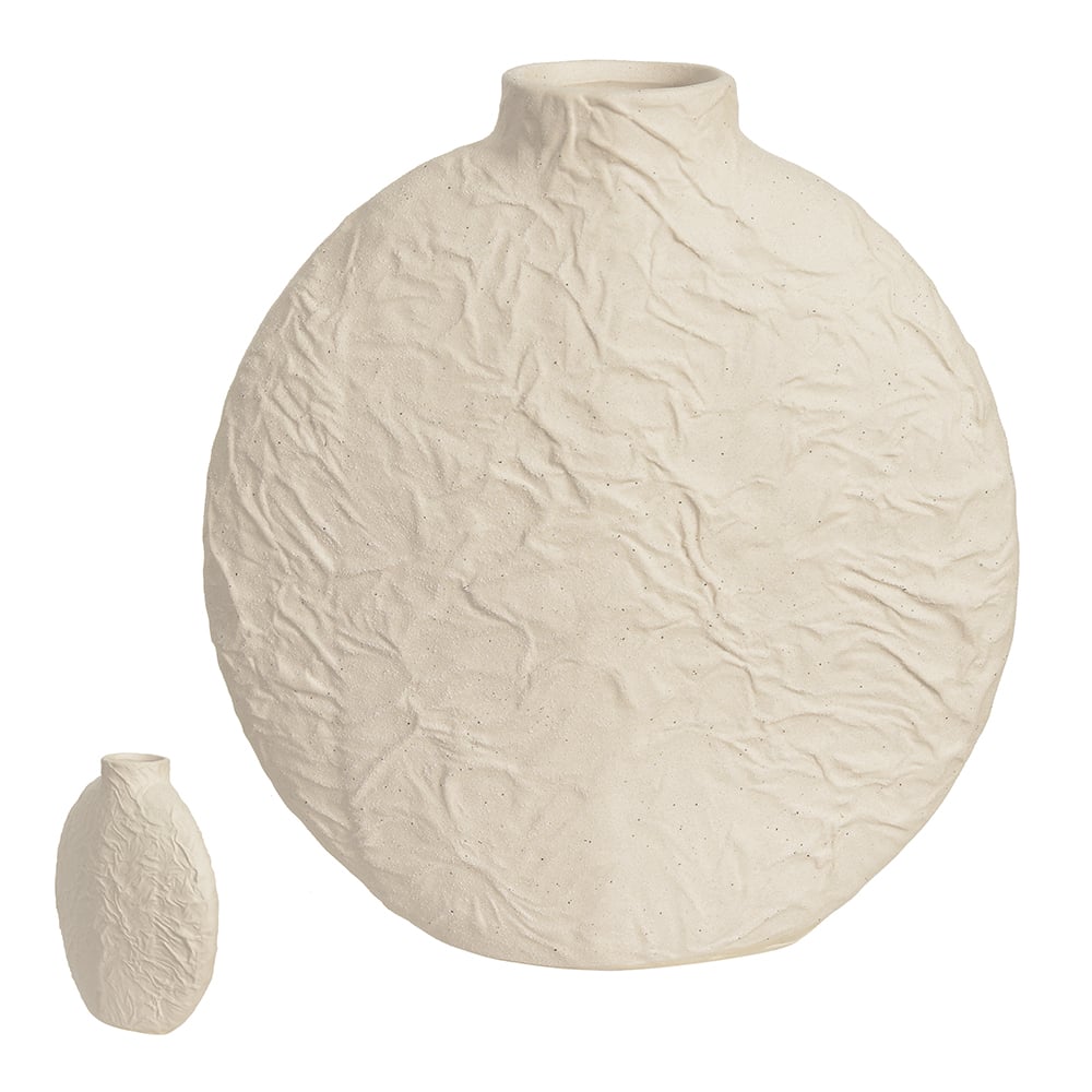 VASO DECORATIVO CERAMICA TEXTURA (BEGE) 22X21X8cm