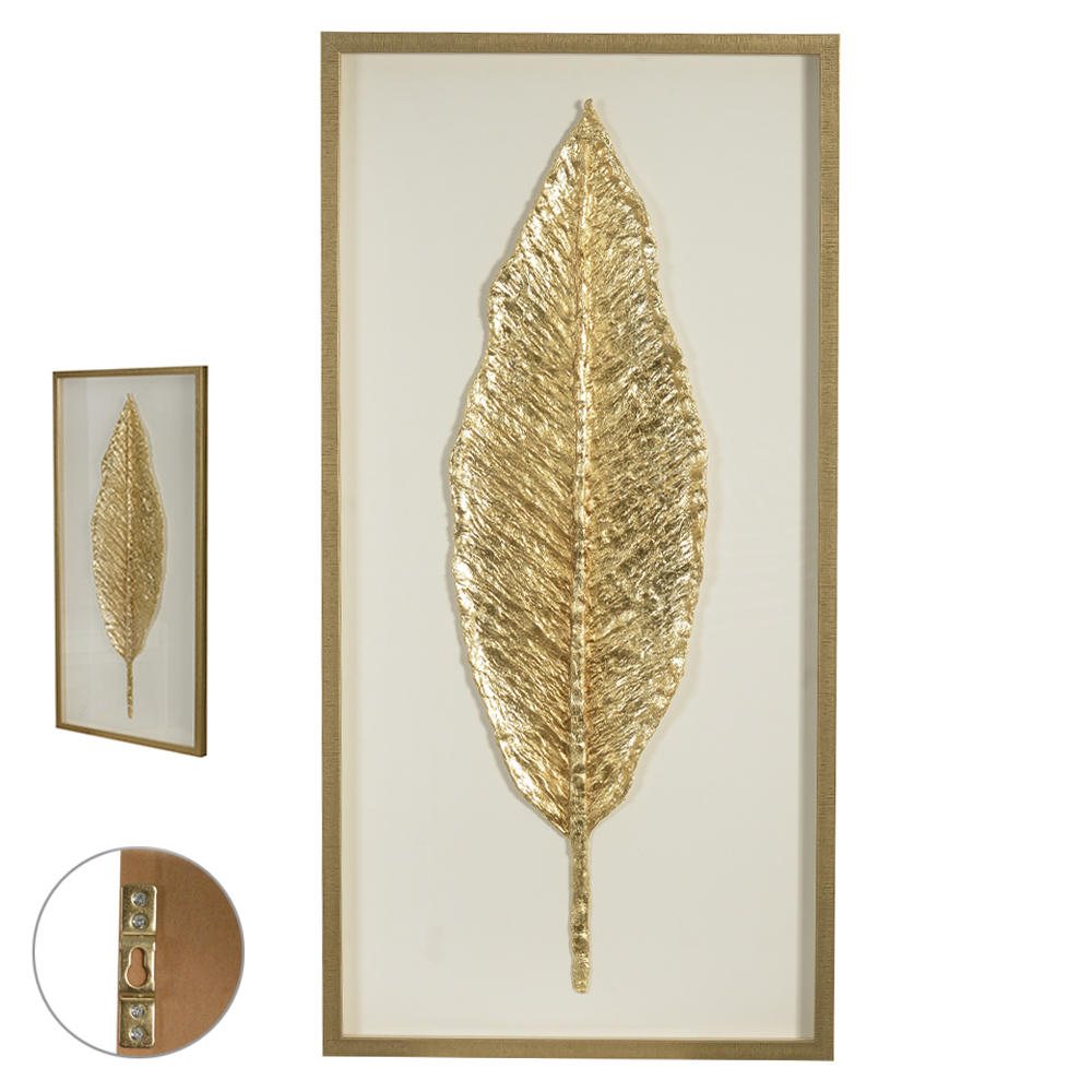QUADRO DECOR CANVAS COM PINTURA A MAO (BEGE DOURADO) 1mX50X3cm