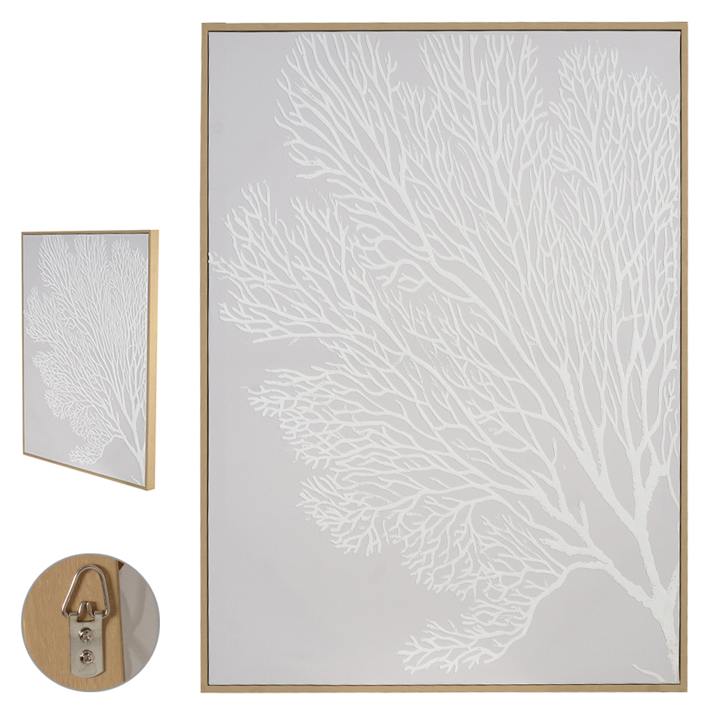 QUADRO DECORATIVO CANVAS GALHOS (BRANCO) 80X60X3,5cm