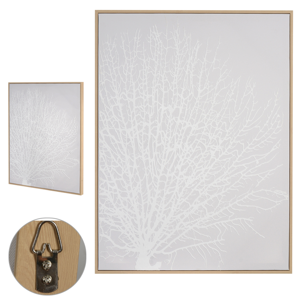 QUADRO DECORATIVO CANVAS GALHOS (BRANCO) 80X60X3,5cm