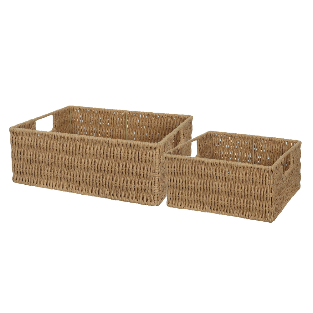 KIT CESTOS FIBRA DE PAPEL C/ 2 (BEGE) 12X32X27cm