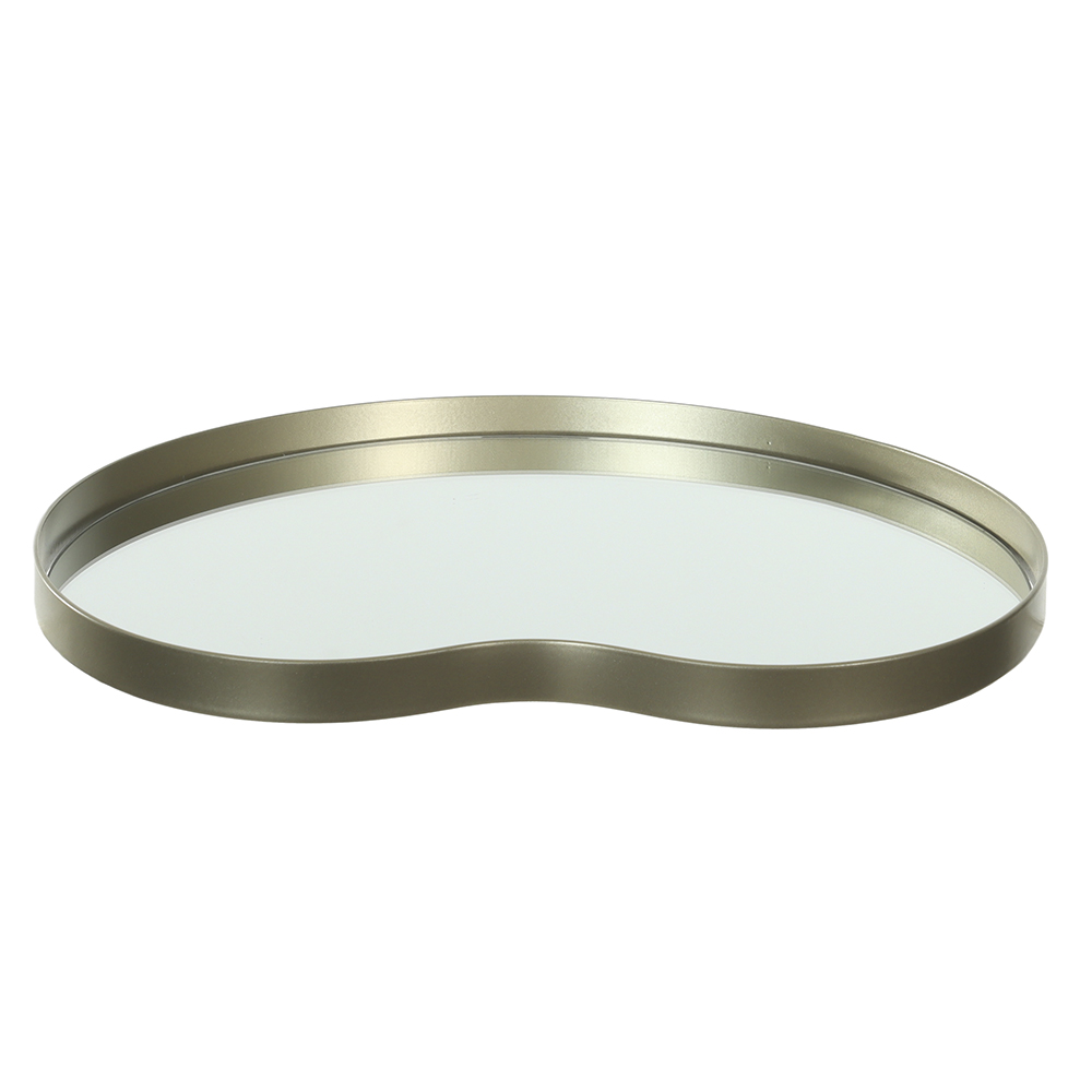 BANDEJA METAL COM ESPELHO (DOURADO) 22,5X25X1,5cm