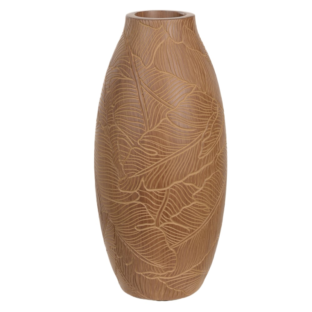 VASO DECORATIVO POLIRESINA FOLHAS (MARROM) 32cm 15d