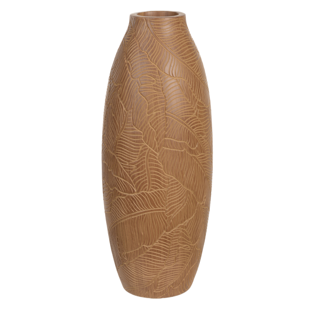 VASO DECORATIVO POLIRESINA FOLHAS (MARROM) 43cm 17d