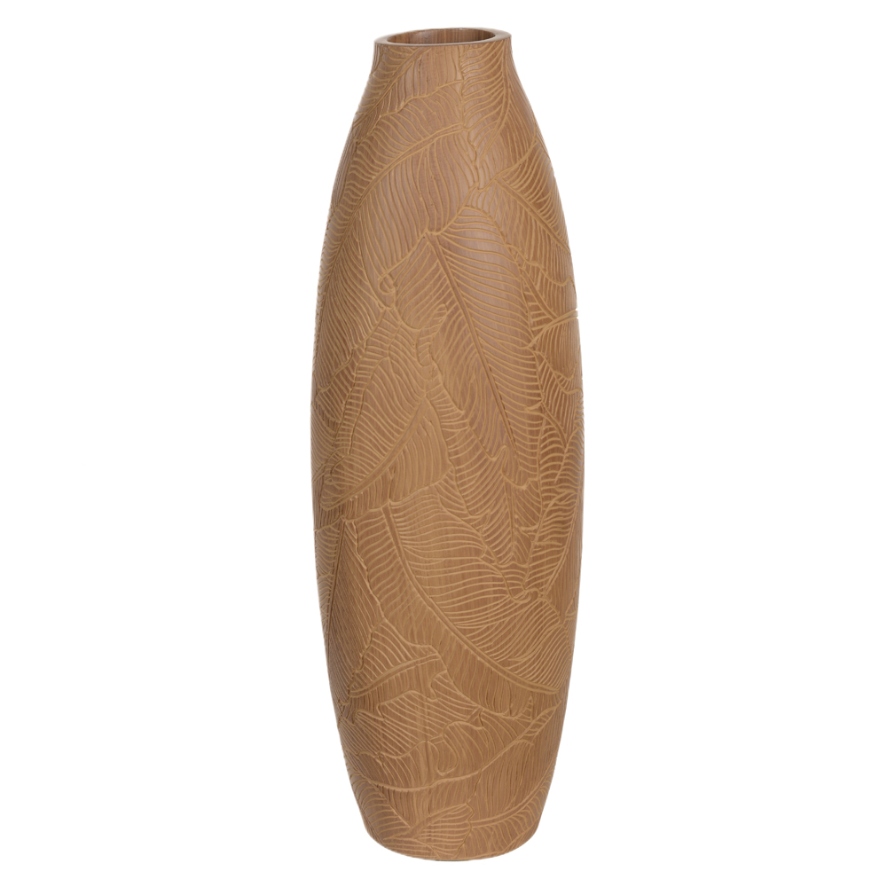 VASO DECORATIVO POLIRESINA FOLHAS (MARROM) 55cm 18d