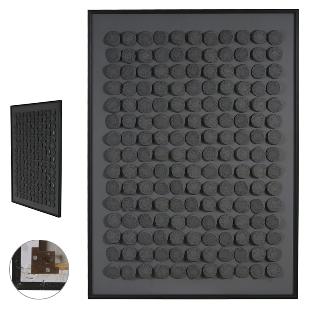 QUADRO DECORATIVO CANVAS BALLS C/ APLICACAO (CHUMBO) 1,2mX90X3,5cm