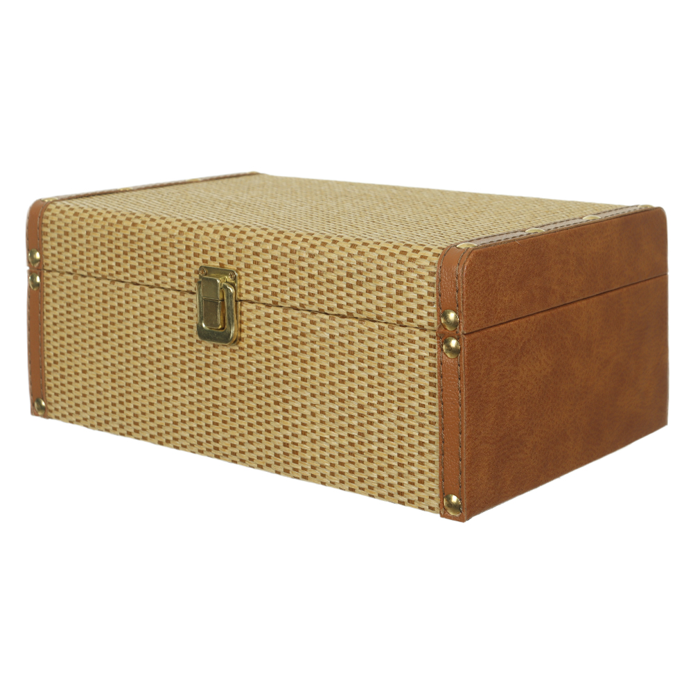 CAIXA DECORATIVA MDF REVESTIMENTO PU (AREIA MARROM) 12X30X20cm