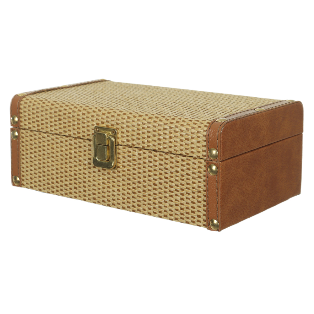 CAIXA DECORATIVA MDF REVESTIMENTO PU (AREIA MARROM) 9X25X15cm
