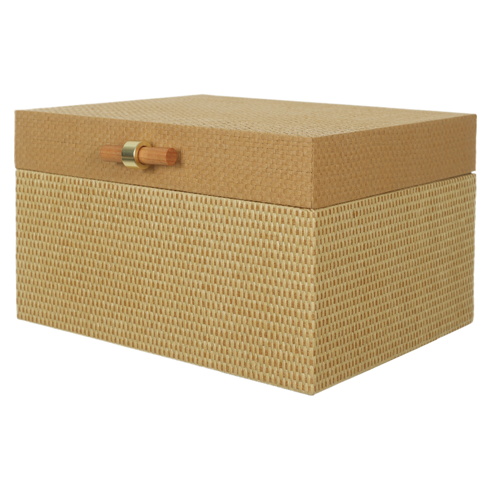 CAIXA DECORATIVA MDF REVESTIMENTO PU (AREIA BEGE) 16X27X22cm