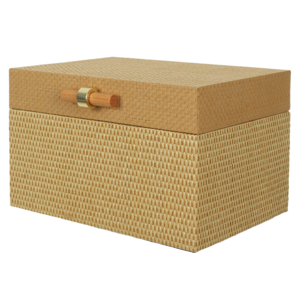 CAIXA DECORATIVA MDF REVESTIMENTO PU (AREIA BEGE) 14X23X17cm