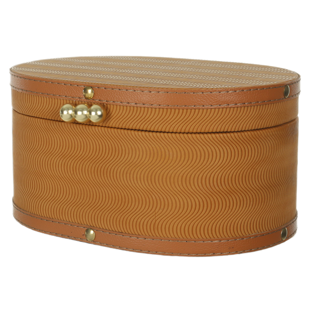 CAIXA DECORATIVA MDF REVESTIMENTO PU (MARROM) 12X24X18cm