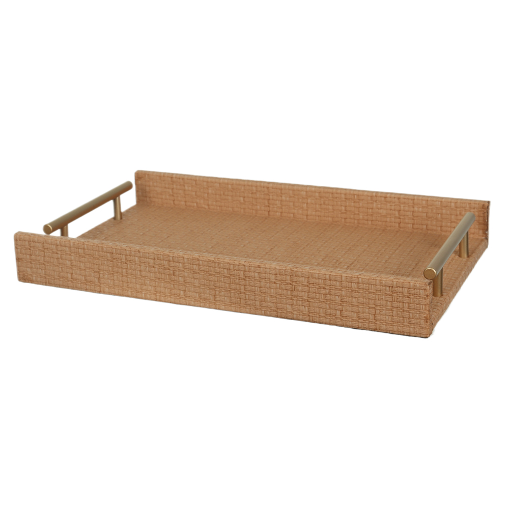 BANDEJA DECORATIVA MDF REVESTIMENTO PU (BEGE) 4X35X22cm