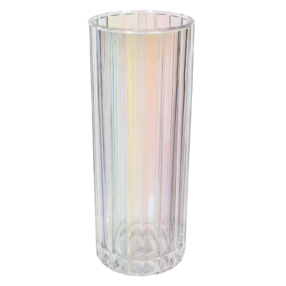 VASO VIDRO TEXTURIZADO (TRANSPARENTE LUSTER) 25cm