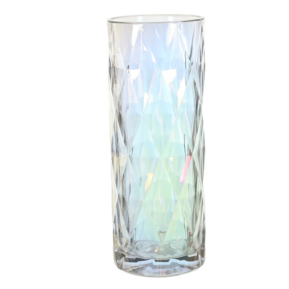 VASO VIDRO TEXTURIZADO (TRANSPARENTE LUSTER) 25cm