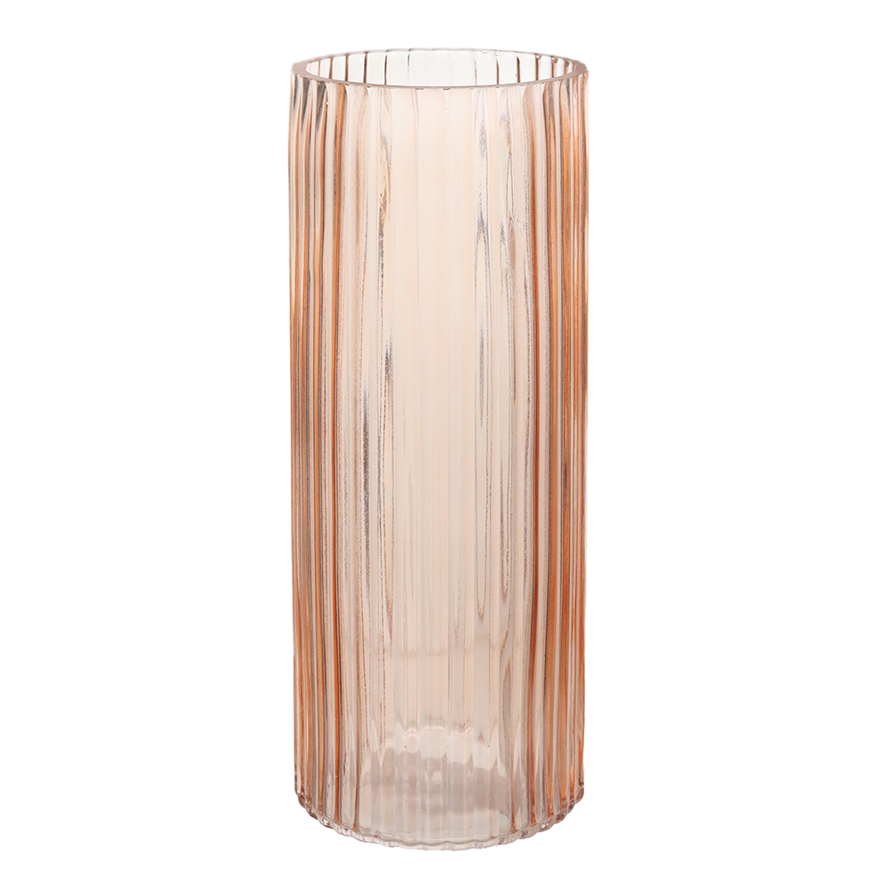 VASO VIDRO TEXTURIZADO (ROSE) 29,5cm