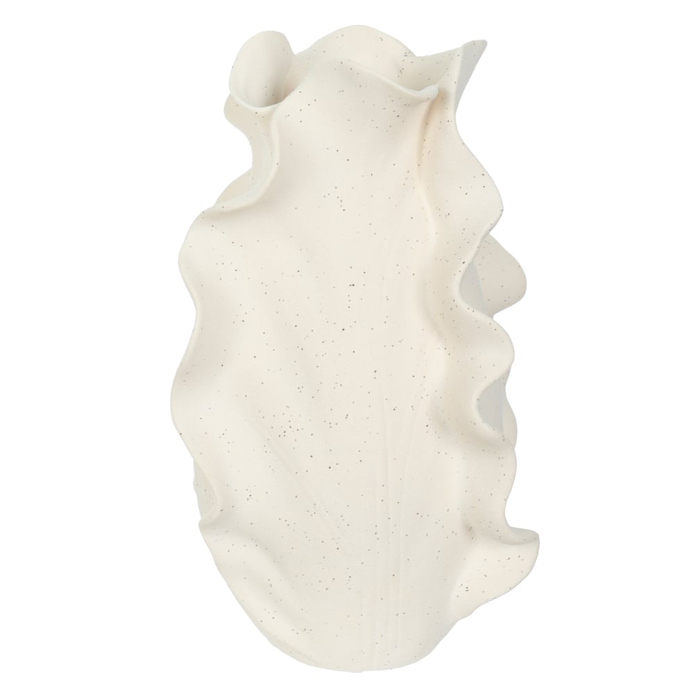 VASO DECORATIVO CERAMICA ORGANICO FOLHA (OFF WHITE) 25cm 17d