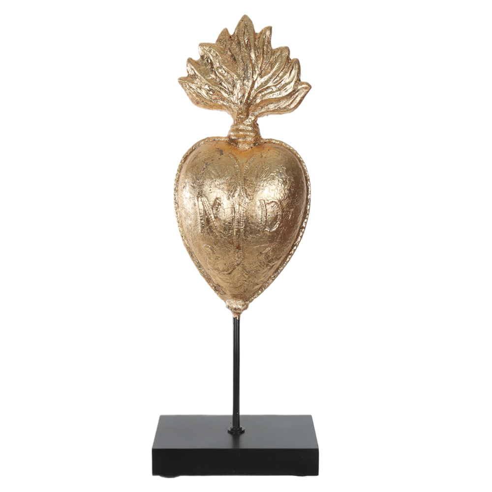 ESCULTURA DECORATIVA POLIRESINA CORACAO (DOURADO) 34X12X8cm