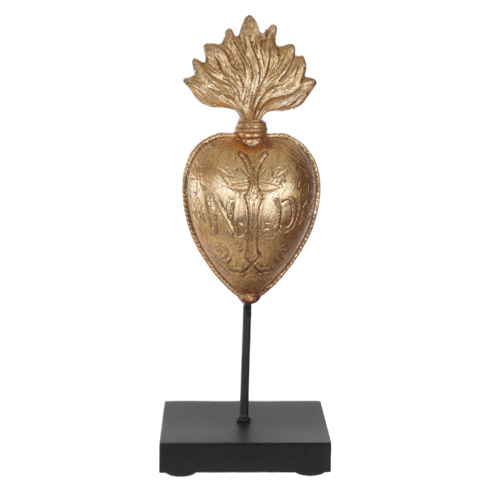 ESCULTURA DECORATIVA POLIRESINA CORACAO (DOURADO) 27X10X8cm
