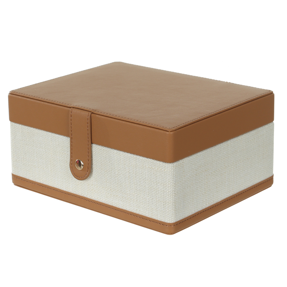 CAIXA DECORATIVA MDF REVESTIMENTO PU (OFF WHITE BEGE) 9,5X16X20,5cm