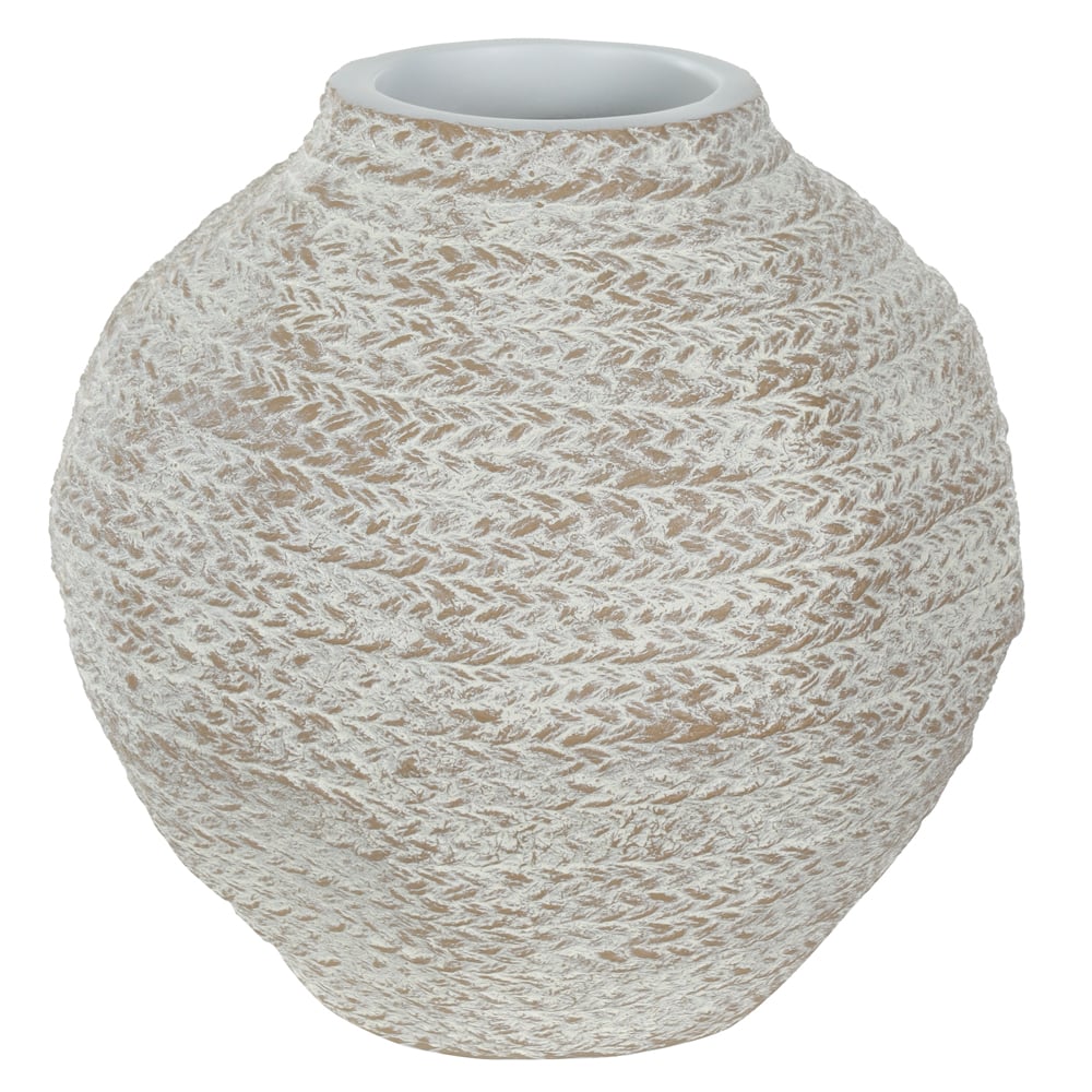 VASO DECORATIVO POLIRESINA COM APLICACAO (OFF WHITE BEGE) 20cm 21d