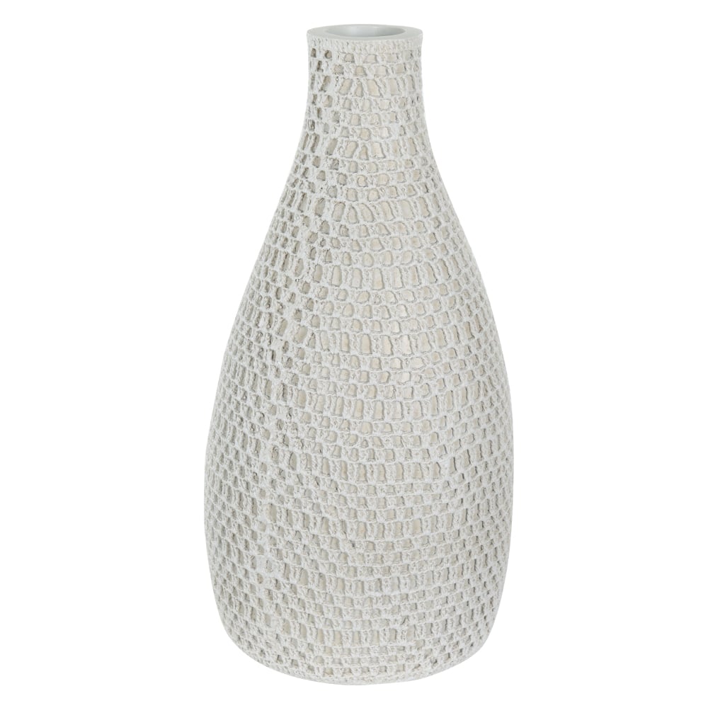 VASO DECORATIVO POLIRESINA CROCHE (OFF WHITE) 37cm 18d