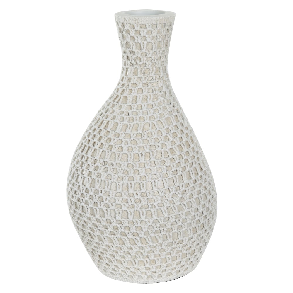 VASO DECORATIVO POLIRESINA CROCHE (OFF WHITE) 30cm 18d