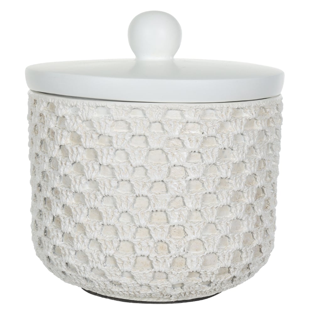 CAIXA DECORATIVA POLIRESINA CROCHE (OFF WHITE) 14cm 13d