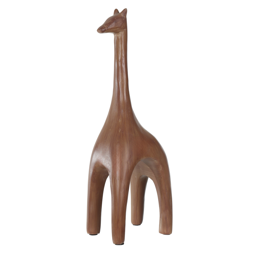 ESCULTURA DECORATIVA POLIRESINA GIRAFA (MARROM) 31X10X10cm