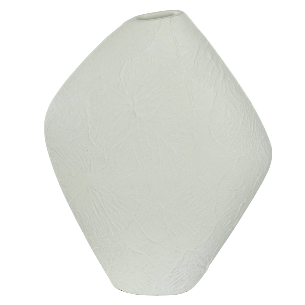 VASO DECORATIVO POLIRESINA FOLHAS (OFF WHITE) 30X23X9cm