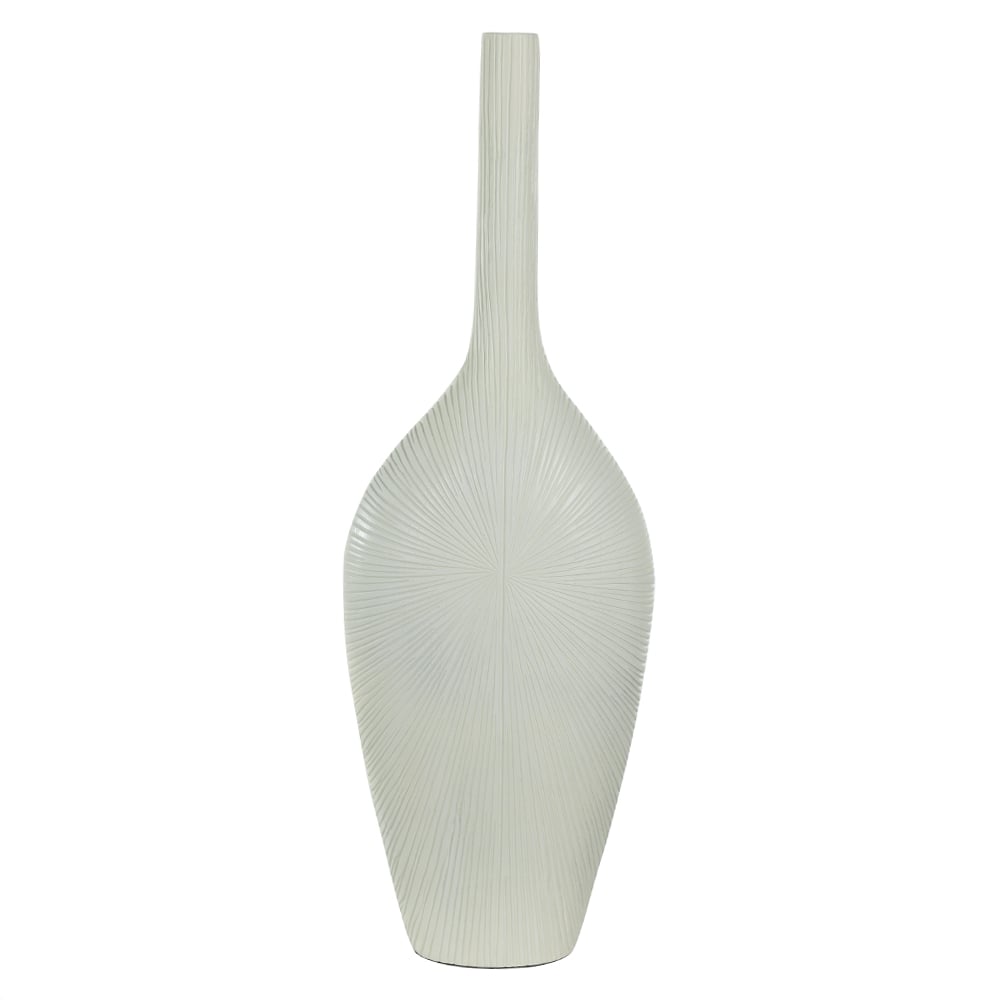 VASO DECORATIVO POLIRESINA FOLHAS (OFF WHITE) 60X20X9cm
