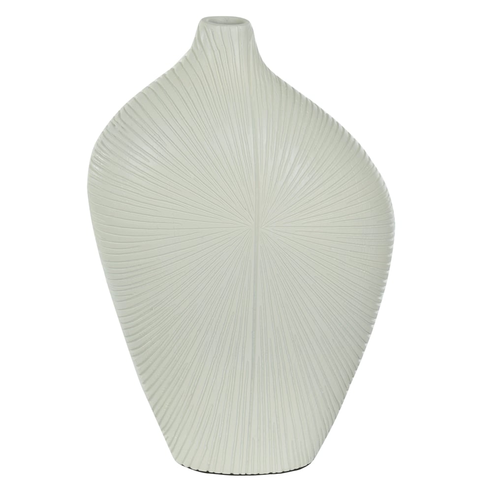 VASO DECORATIVO POLIRESINA FOLHAS (OFF WHITE) 30X20X8cm