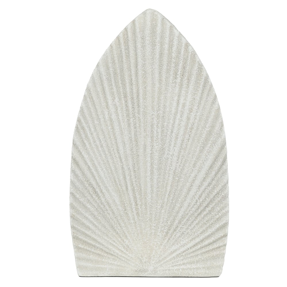 VASO DECORATIVO POLIRESINA FOLHA (OFF WHITE) 47X28X9cm