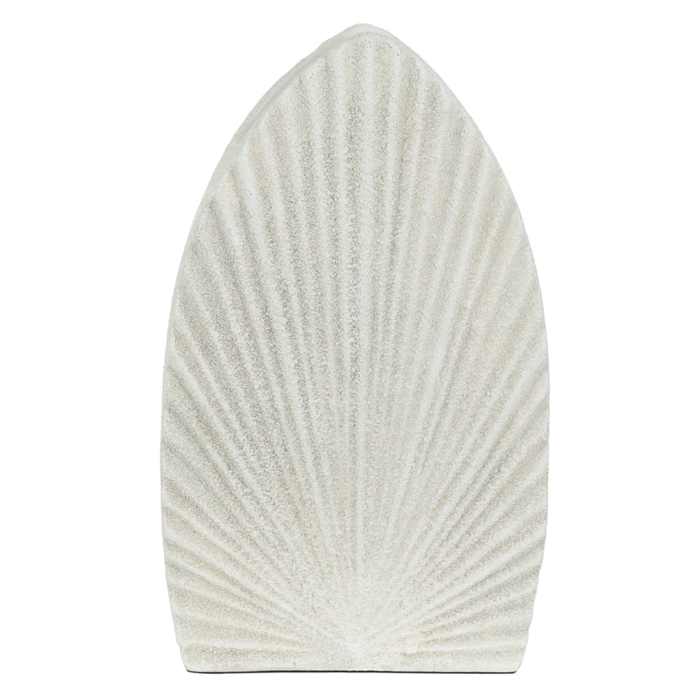 VASO DECORATIVO POLIRESINA FOLHA (OFF WHITE) 39X23X7cm